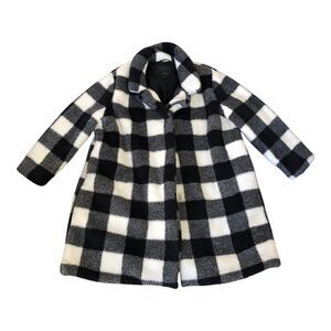 Steve Madden Women's Fuzzy Cozy Super Soft Black and White Plaid‎ Coat Jacket 3x